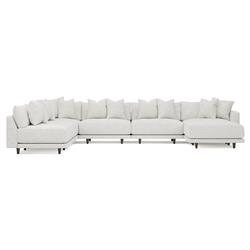 Toulouse Heathered Ivory Performance Modular 7-Piece Corner Sectional With Ottoman - Right End - 171"