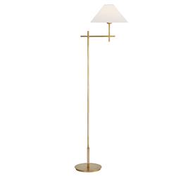 Visual Comfort Hackney Modern Antique Brass Cordless Bridge Arm Floor Lamp