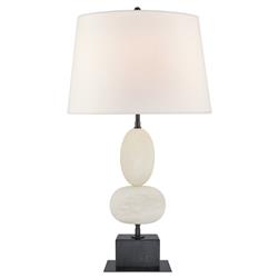 Visual Comfort Dani Modern White Alabaster Black Marble Cordless Table Lamp