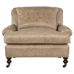 Carter Updated Traditional Beige Leather Caster Chair and a Half
