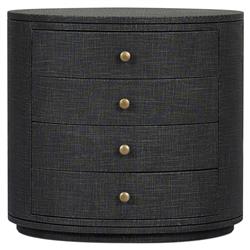 Beatrice Modern Classic Black Painted Linen Oval Nightstand