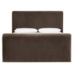 Ruby Modern Classic Brown Velvet Bed - Queen