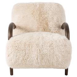 Adriel Rustic Lodge Cream Wool Fur Arm Chair