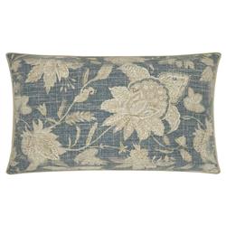 Gracie French Country Indigo Floral Decorative Lumbar Pillow - 14x24