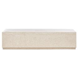 Orkins Modern Classic Cream Marble Rectangular Block Outdoor Coffee Table