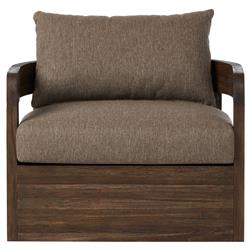 Aviel Rustic Lodge Brown Upholstered Teak Outdoor Swivel Chair