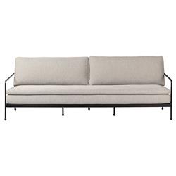 Gretchen French Country Grey Upholstered Black Aluminum Outdoor Sofa - 96"