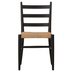 Leda Rustic Lodge Black Teak Wood Outdoor Ladderback Dining Chair