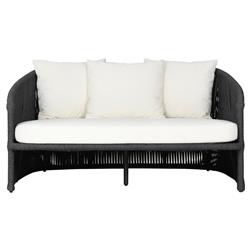 Porter Coastal White Upholstered Bronze Aluminum Woven Rope Outdoor Daybed