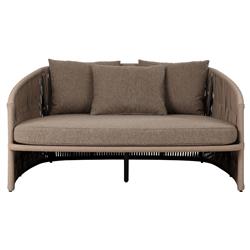 Porter Coastal Brown Upholstered Bronze Aluminum Woven Rope Outdoor Daybed