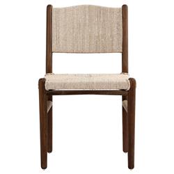 Hirom Rustic Lodge Woven Brown Teak Wood Outdoor Dining Chair