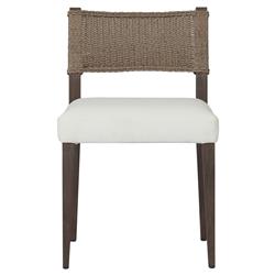 Ely Rustic Lodge Brown Woven Teak Wood Outdoor Dining Chair