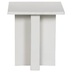 Hanne Mid Century Modern White Aluminum Square Outdoor End Table