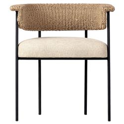 Penelope Modern Classic Beige Woven Outdoor Dining Arm Chair