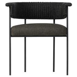 Penelope Modern Classic Black Woven Outdoor Dining Arm Chair