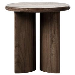 Paris Rustic Lodge Brown Teak Outdoor Round End Table