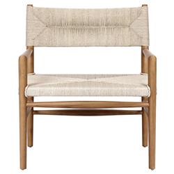 Mable Coastal Beach Off White Wicker Teak Outdoor Chair