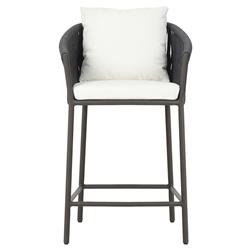 Porter Coastal Beach White Upholstered Bronze Aluminum Outdoor Counter Stool