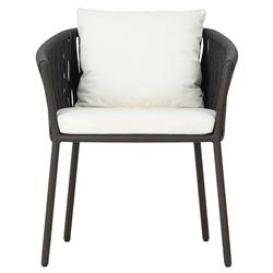 Porter Coastal White Upholstered Bronze Aluminum Outdoor Dining Arm Chair