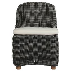 Celina Coastal Cream Upholstered Charcoal Teak Outdoor Dining Chair