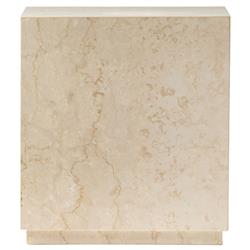 Orkins Modern Classic Cream Marble Square Block Outdoor End Table