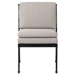 Gretchen French Country Grey Upholstered Black Aluminum Outdoor Dining Chair