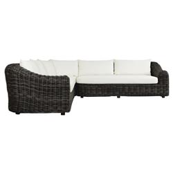 Celina Coastal Cream Upholstered Charcoal Teak Outdoor Sectional - 122"