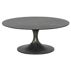 Mona French Country Black Aluminum Round Outdoor Coffee Table