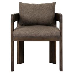 Aviel Rustic Lodge Brown Upholstered Teak Outdoor Dining Arm Chair