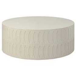 Jeremy Modern Classic White Concrete Round Outdoor Drum Coffee Table