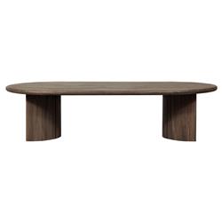 Paris Rustic Lodge Brown Teak Outdoor Oval Coffee Table