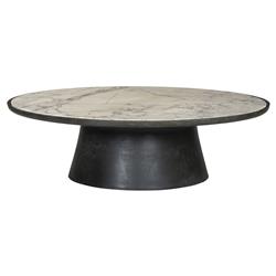 Berlin Modern Classic White Marble Grey Aluminum Round Outdoor Coffee Table