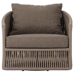 Porter Coastal Brown Upholstered Bronze Aluminum Outdoor Swivel Chair