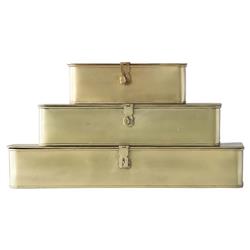 Staten Modern Gold Iron Rectangular Decorative Box - Set of 3