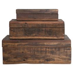 Waverly Rustic Lodge Brown Wood Vintage Decorative Box - Set of 3