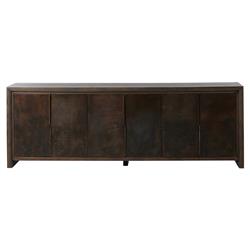 Marcella Industrial Loft Distressed Iron Brown Oak Media Console - 96&quot;