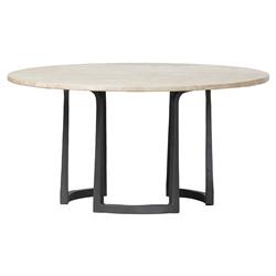 Beckett French Country Cream Marble Black Iron Coffee Table - 30"