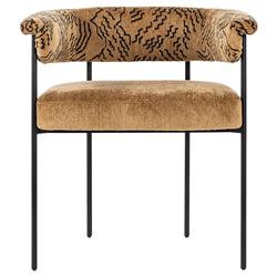 Penelope Industrial Camel Printed Black Iron Barrel Dining Arm Chair