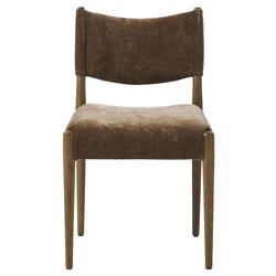 Odelia Modern Classic Brown Velvet Oak Wood Dining Chair