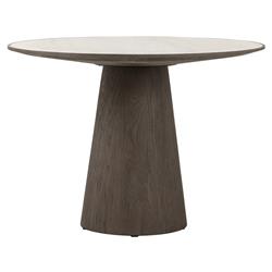 Skylar French White Marble Grey Oak Wood Round Pedestal Dining Table - 42&quot;W