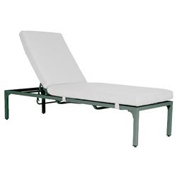 Tracey French Country White Sunbrella Green Aluminum Outdoor Chaise Lounge