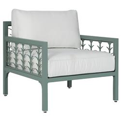 Tracey French Country White Sunbrella Green Aluminum Outdoor Lounge Chair