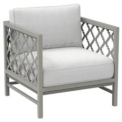Alec French Country White Sunbrella Grey Aluminum Outdoor Lounge Chair