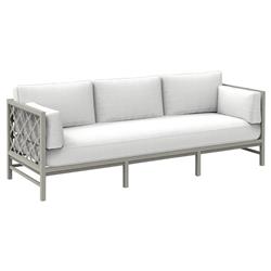 Alec French Country White Sunbrella Grey Aluminum Outdoor Sofa - 87"