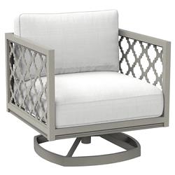 Alec French Country White Sunbrella Grey Aluminum Outdoor Swivel Rocker Chair