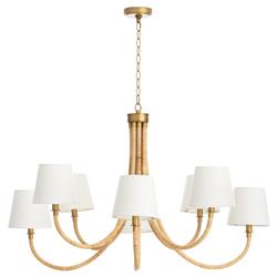 Treble Coastal Beach Natural Bamboo Wrapped Brass Chandelier