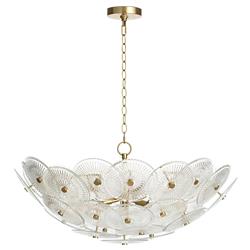 Holly Regency Glass Medallions Natural Brass Chandelier
