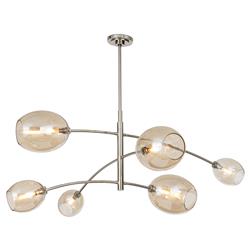 Artemis Glass Shade Polished Nickel Sputnik Chandelier