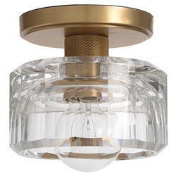 Bijoux Mid Century Modern Crystal Shade Natural Brass Flush Mount