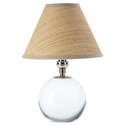 Giorgio Coastal Beach Rattan Shade Polished Nickel Crystal Mini Table Lamp